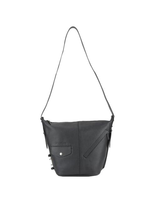 woodland black solid medium sling handbag