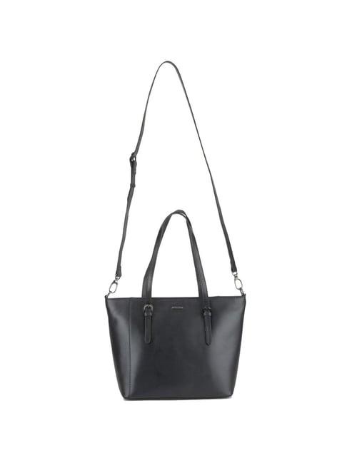 woodland black solid medium tote handbag