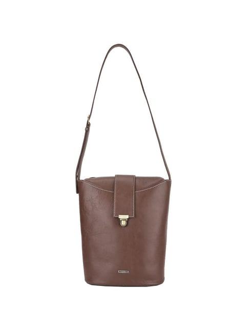 woodland brown solid medium sling handbag