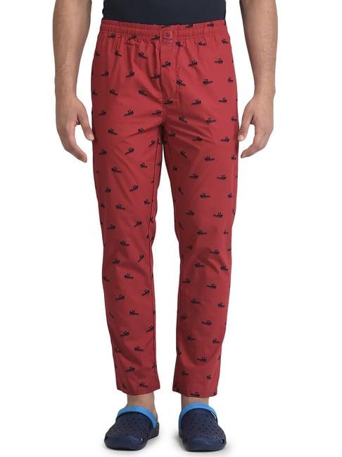 woodland dark red printed pyjamas