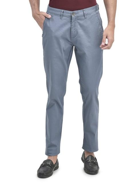 woodland light blue regular fit flat front trousers