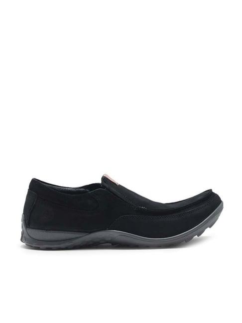 woodland men's black casual loafers