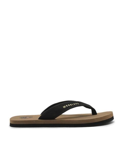 woodland men's black flip flops