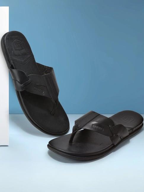 woodland men's black thong sandals