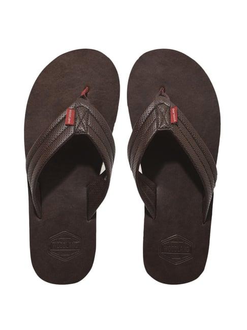 woodland men's brown flip flops