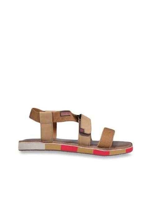 woodland men's camel cross strap sandals