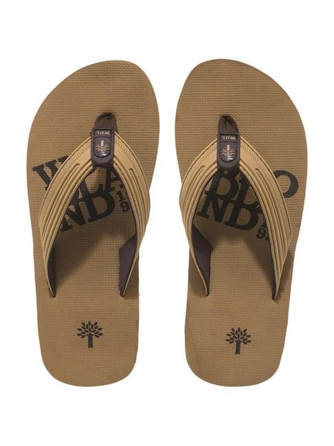 woodland men's camel flip flops