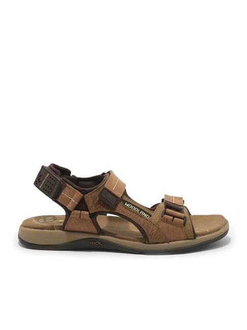 woodland men's camel floater sandals