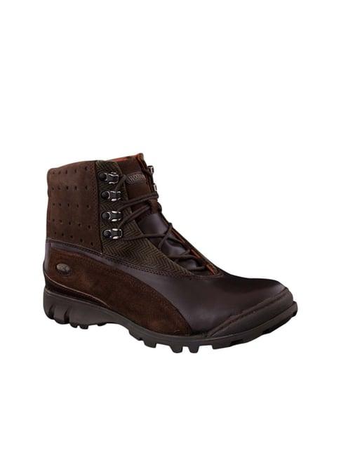 woodland men's dark brown ankle high biker boots