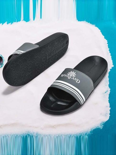 woodland men's dark grey slides