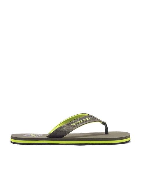 woodland men's grey & green flip flops