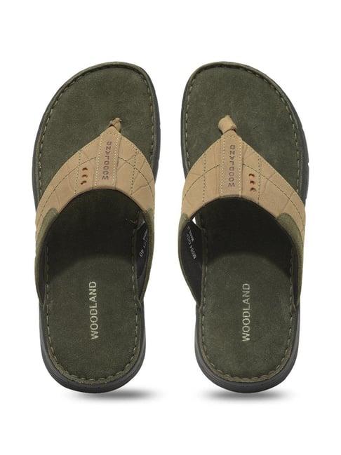 woodland men's khaki thong sandals