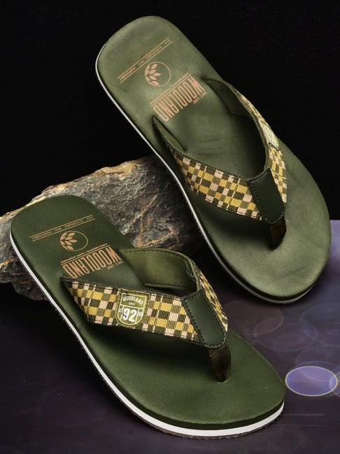 woodland men's olive flip flops