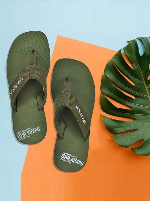 woodland men's olive flip flops