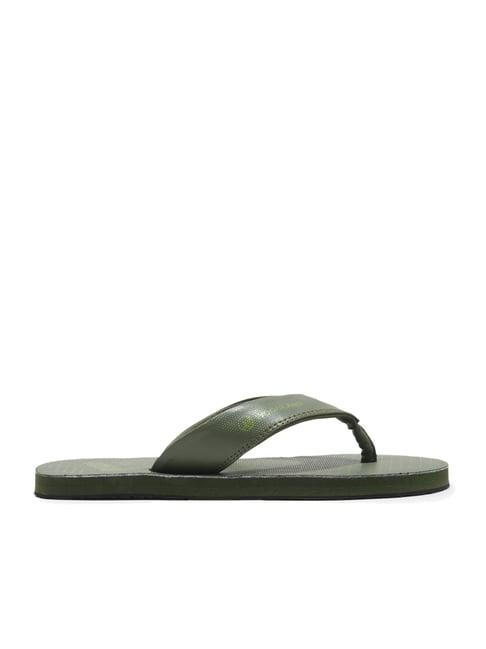 woodland men's olive green flip flops