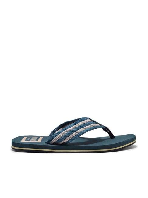 woodland men's teal green & white flip flops