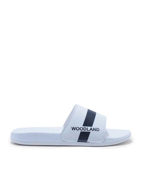 woodland men's white & black slides