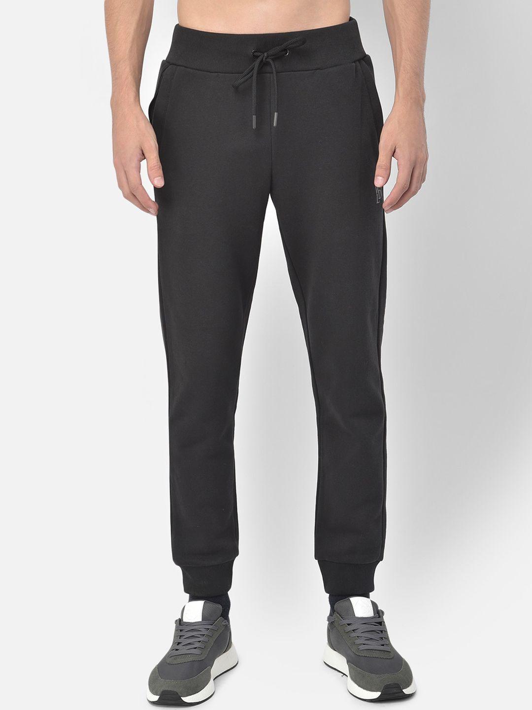 woodland men black solid joggers