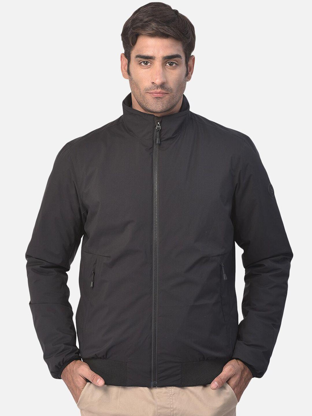 woodland men black solid water resistant bomber jacket