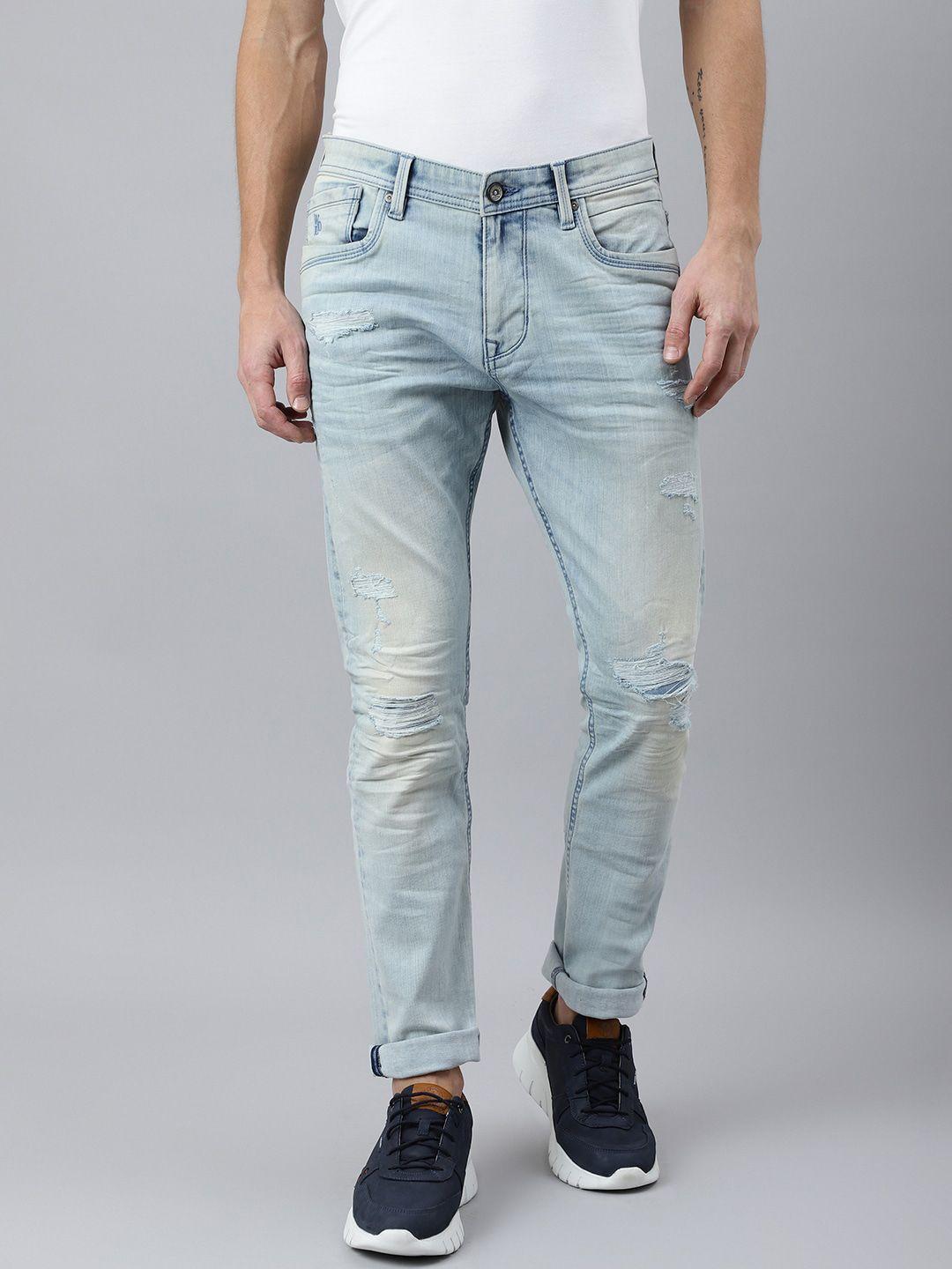 woodland men blue mildly distressed heavy fade stretchable jeans
