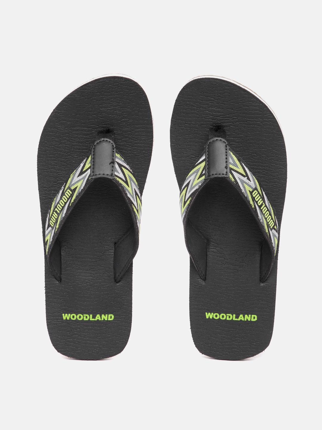 woodland men brand logo print thong flip-flops