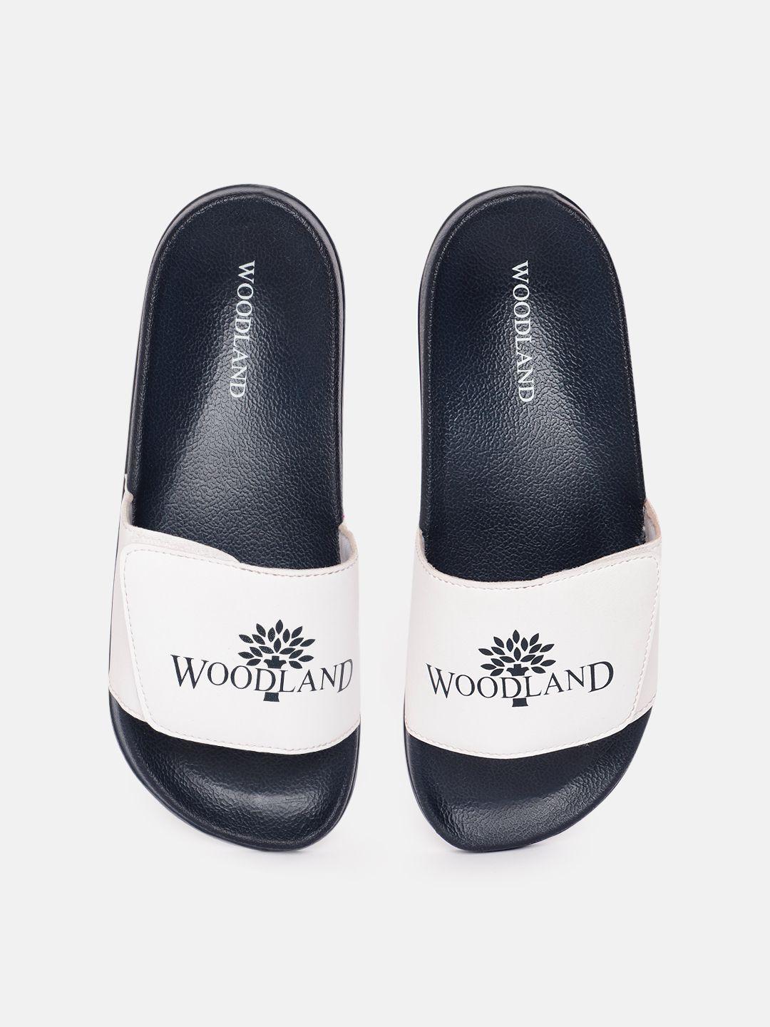 woodland men brand logo printed sliders