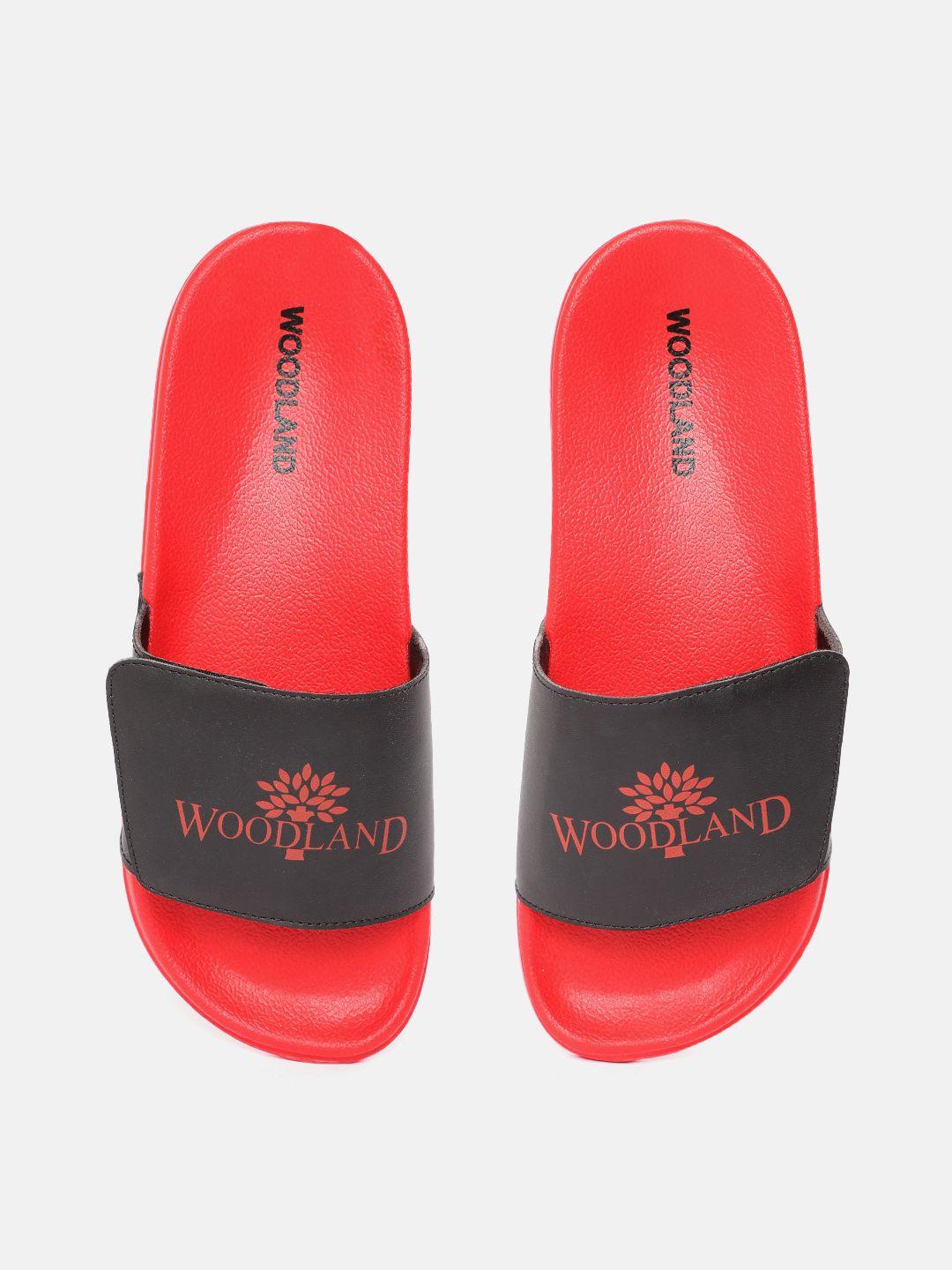 woodland men brand logo printed sliders