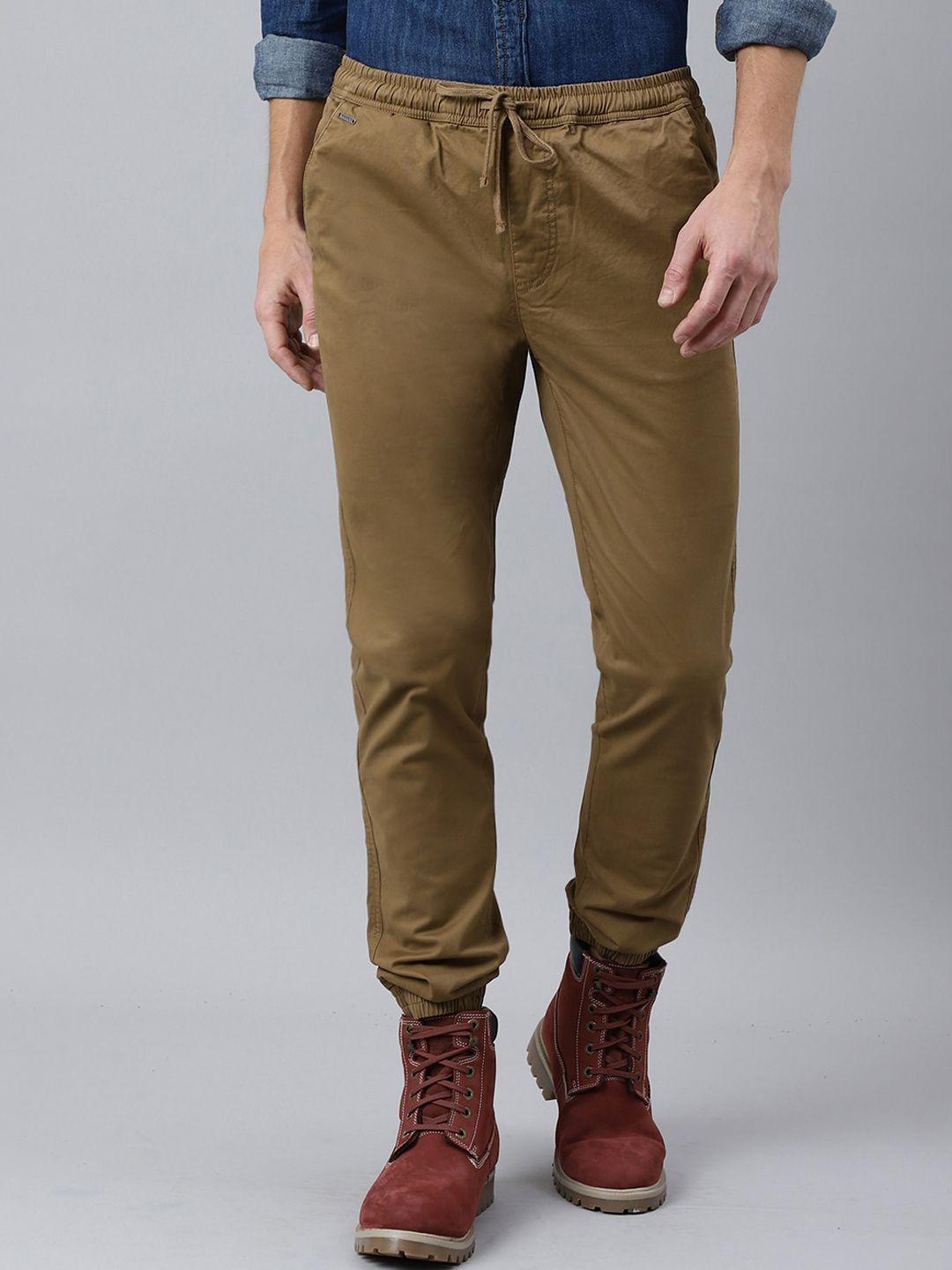 woodland men camel brown joggers trousers