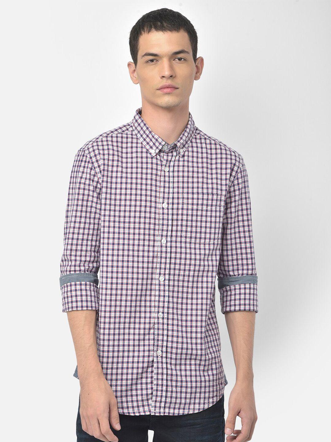 woodland men checked pure cotton casual shirt