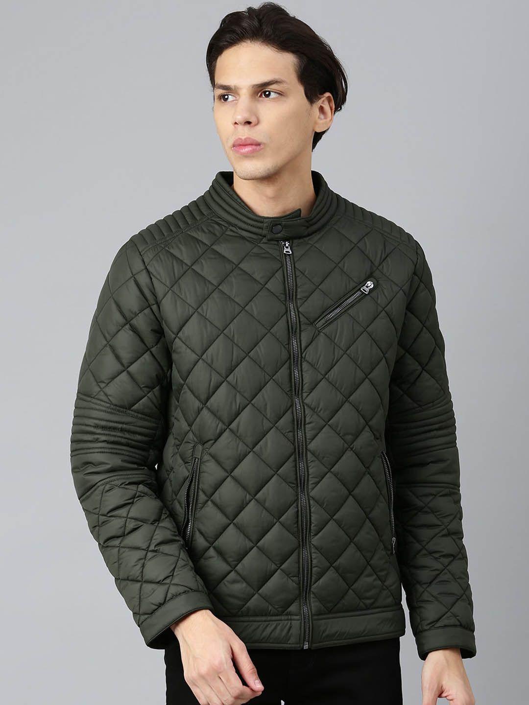 woodland men geometric quilted jacket