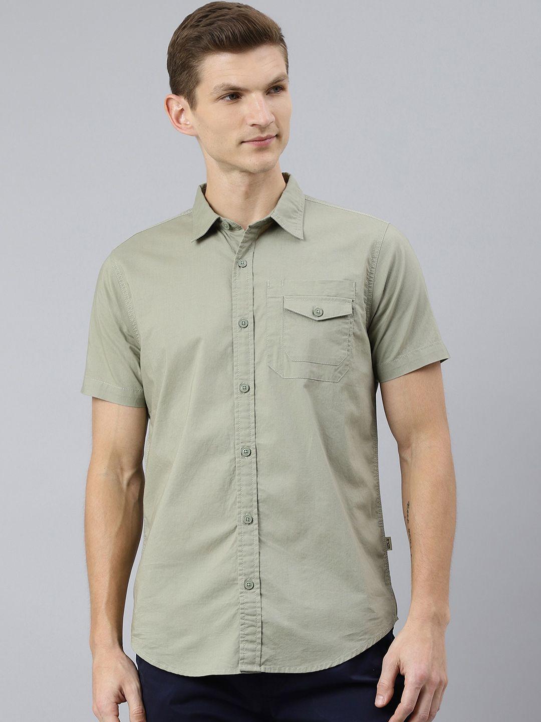 woodland men green casual shirt