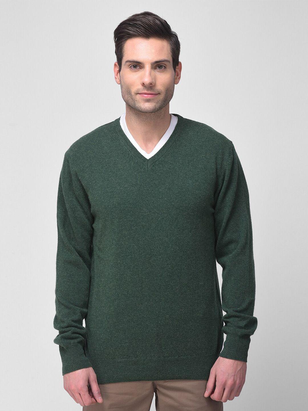 woodland men green solid wool pullover