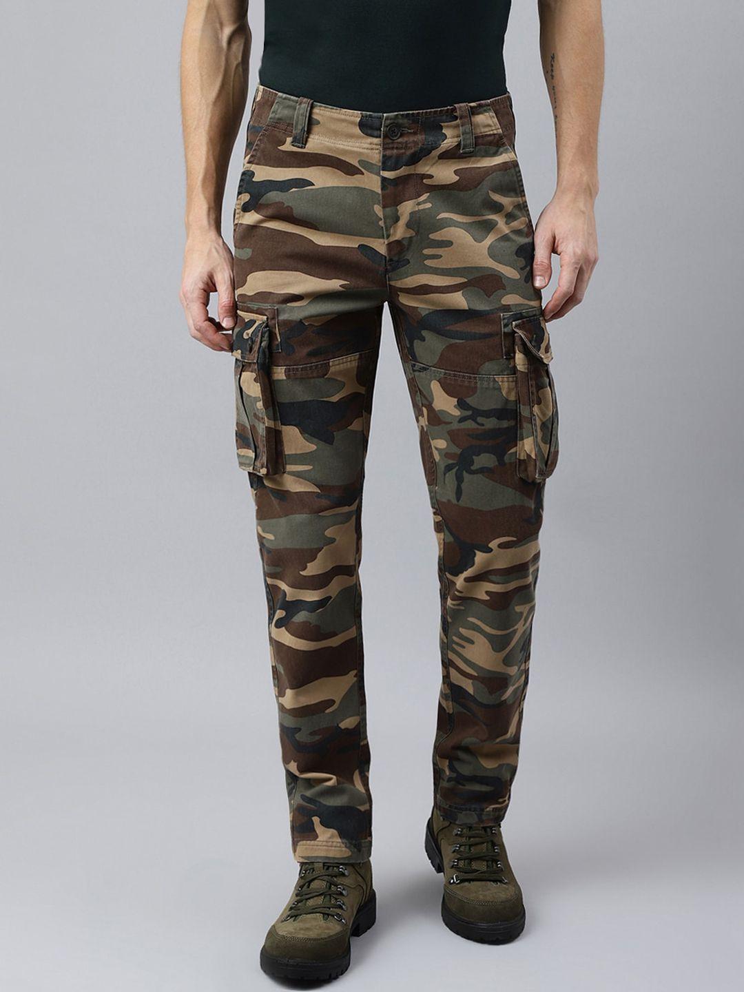 woodland men multicoloured camouflage printed cargos trousers
