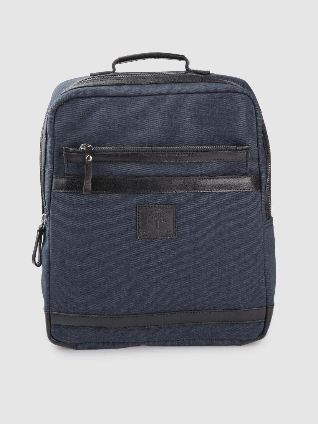 woodland men navy blue & black solid backpack- 10 litre