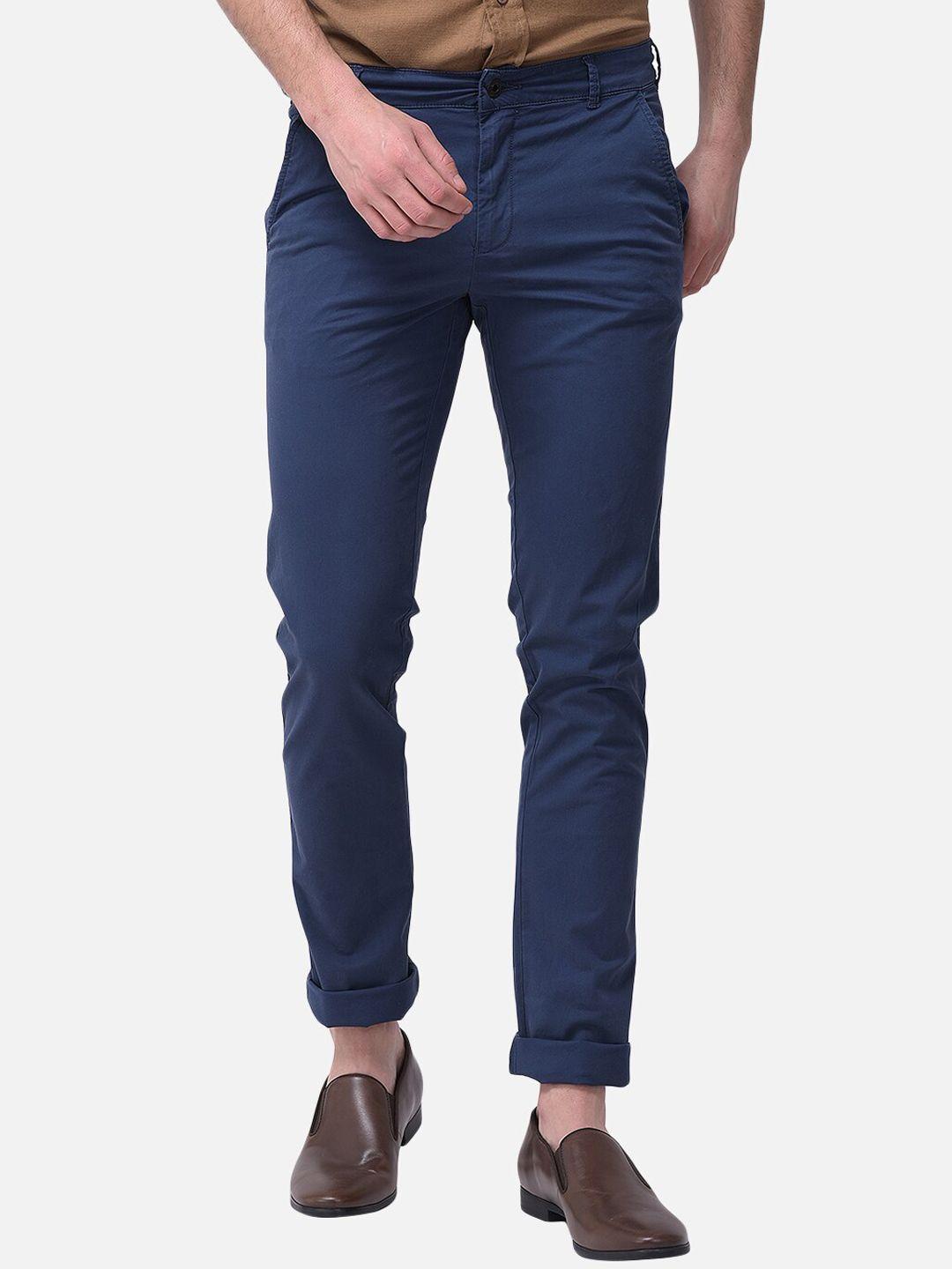 woodland men navy blue regular trousers