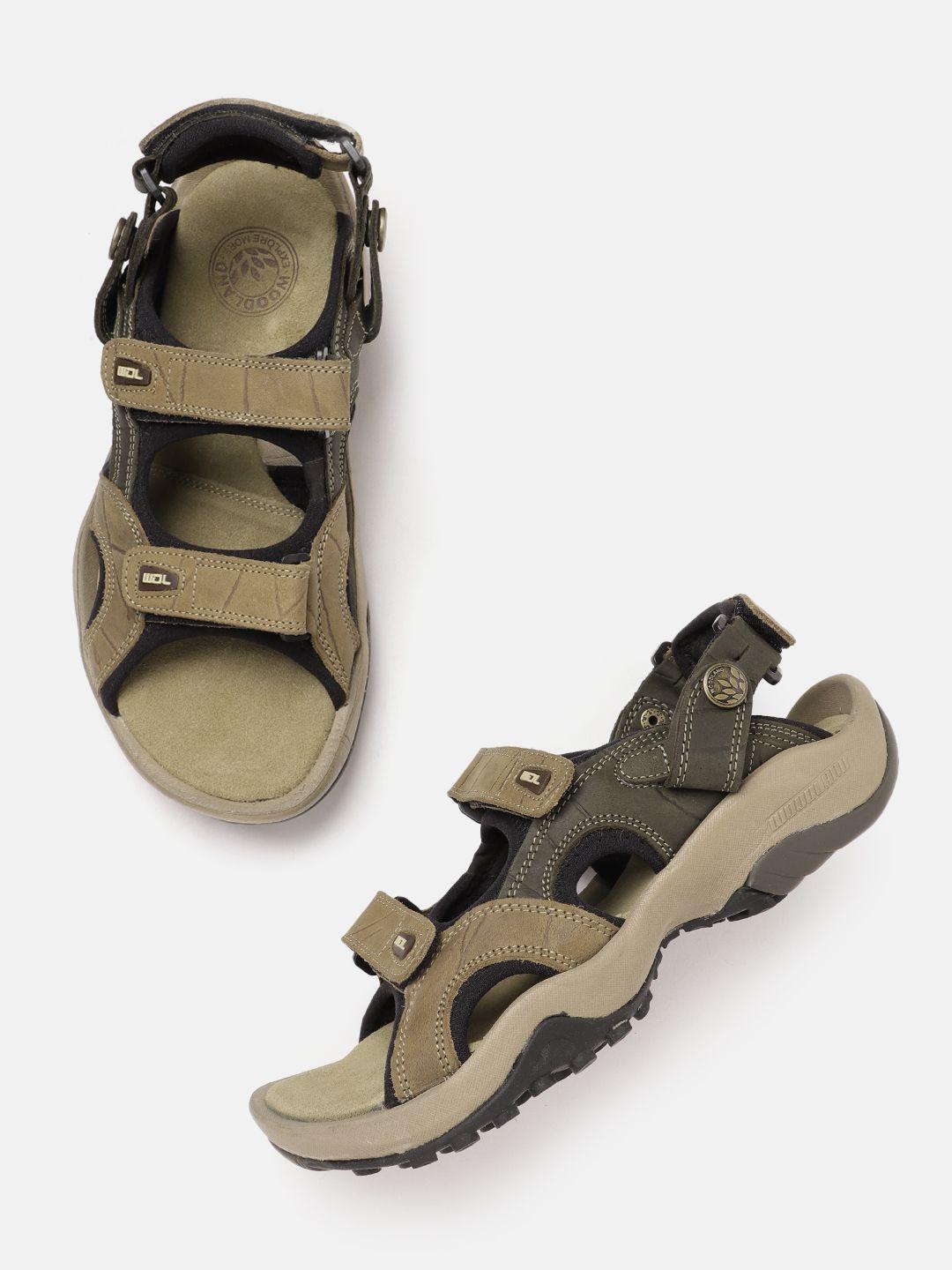 woodland men nubuck leather colourblocked comfort sandals