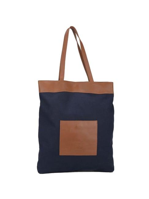 woodland navy solid medium tote handbag