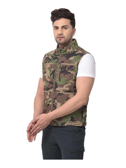 woodland olive regular fit sleeveless jacket