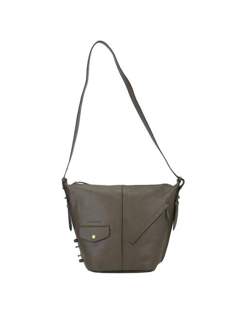 woodland olive solid medium sling handbag