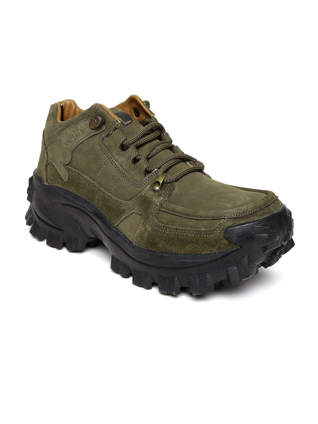 woodland proplanet men olive green leather casual shoes