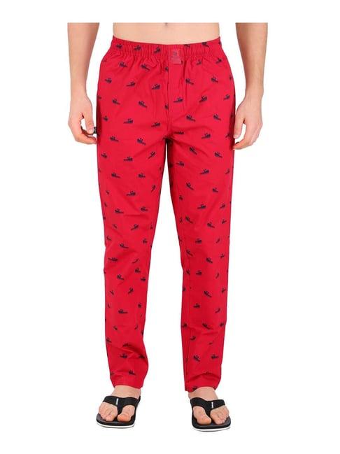 woodland red regular fit printed pyjama pants