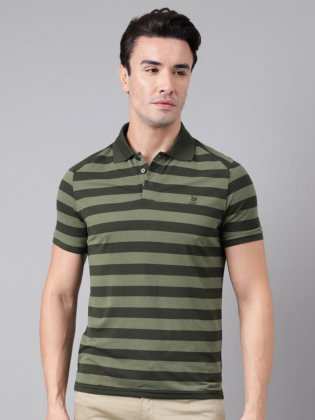 woodland striped polo collar cotton t-shirt