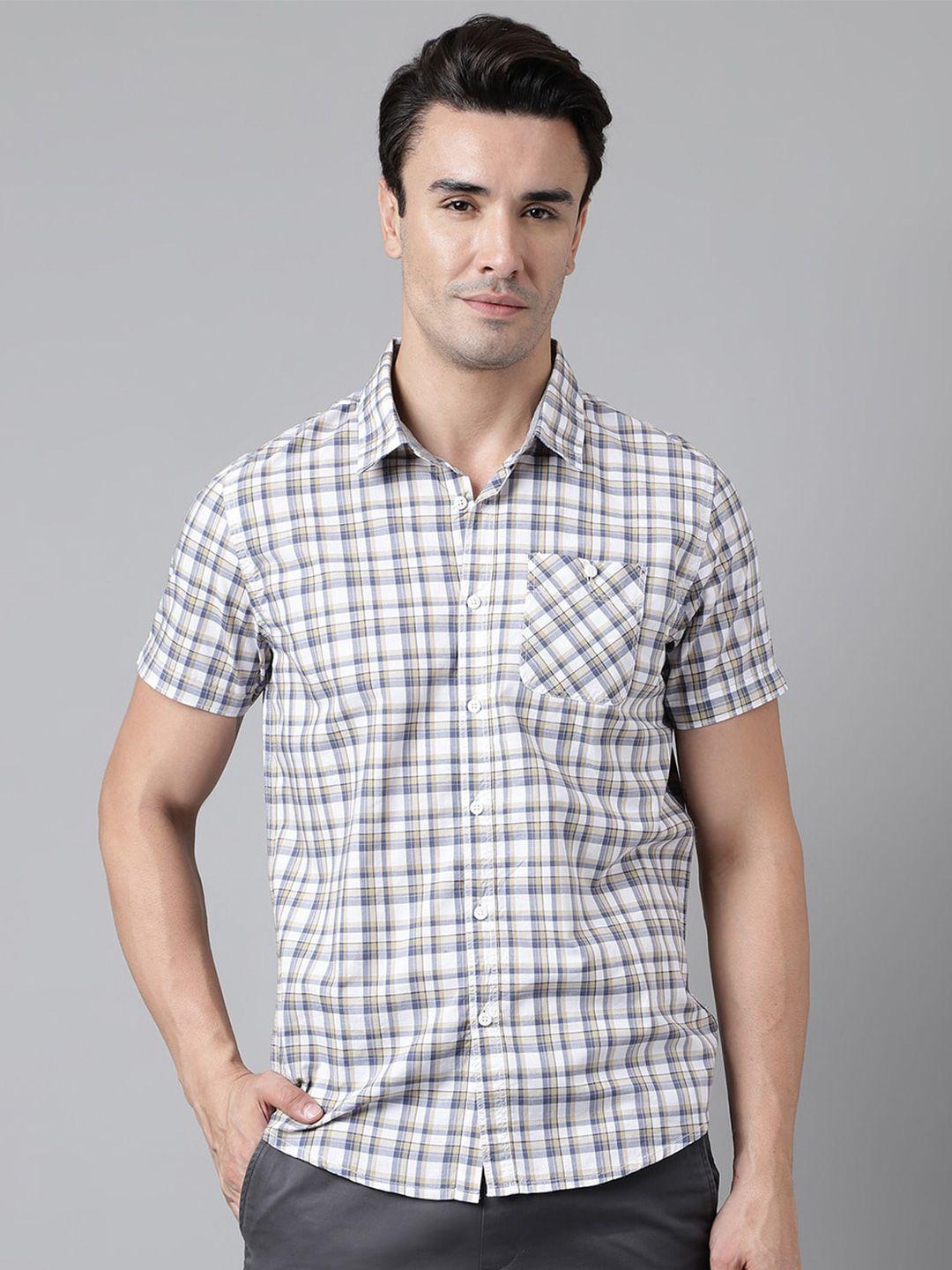 woodland tartan checks opaque pure cotton casual shirt