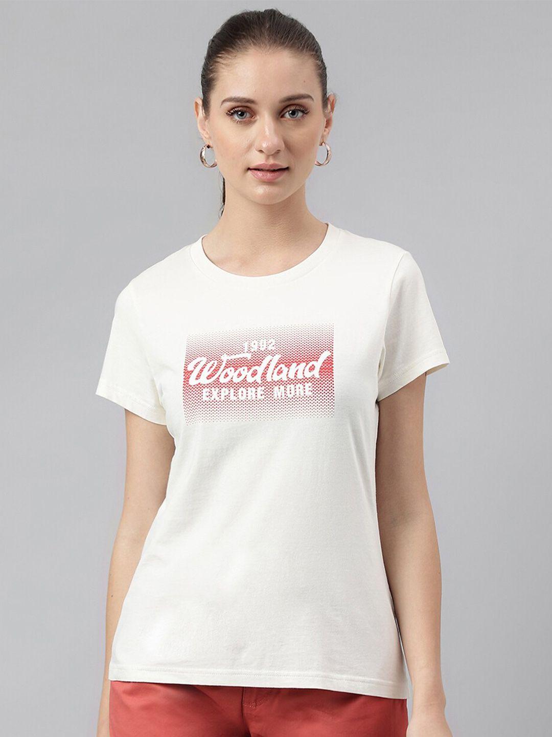 woodland typography printed round neck pure cotton t-shirt