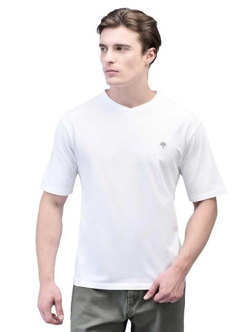 woodland white regular fit v neck t-shirt