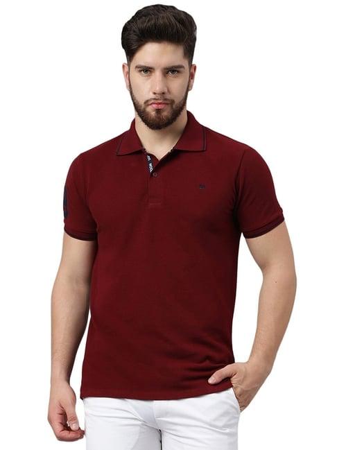 woodland wine cotton regular fit polo t-shirt