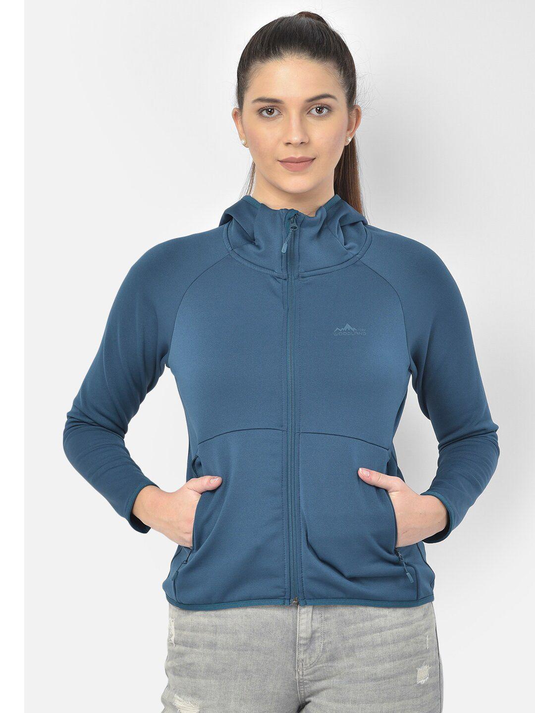 woodland women blue hooded sweatshirt