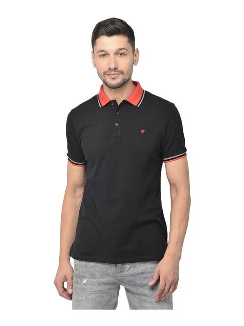 woods black cotton polo t-shirt