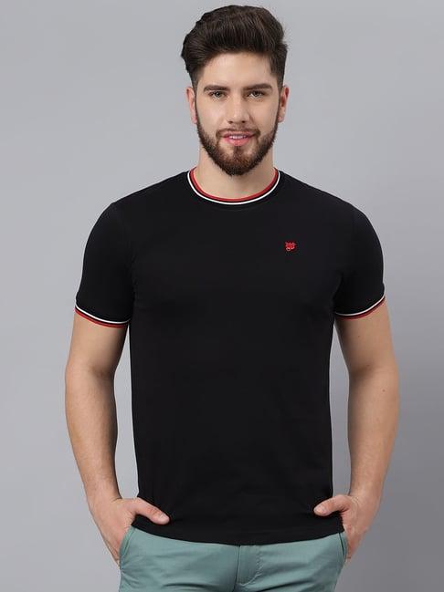 woods black cotton regular fit t-shirt