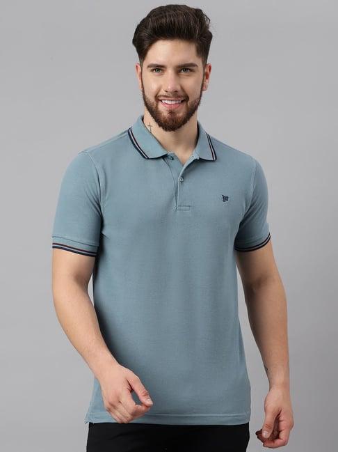 woods blue cotton regular fit polo t-shirt